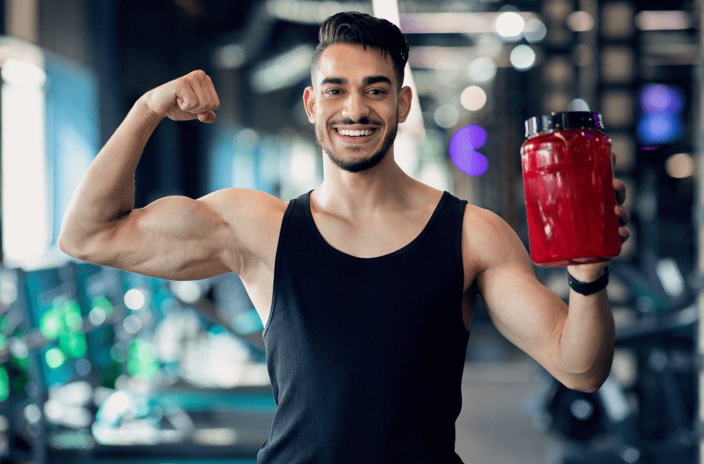 Man in Gym After Taking Vitamins