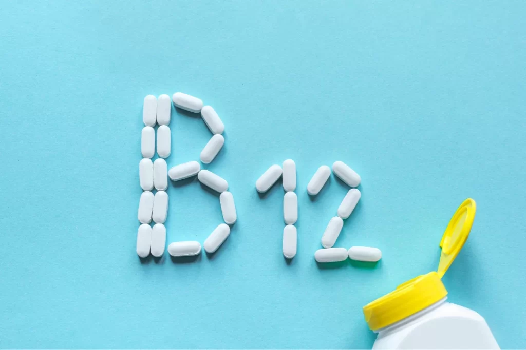White Vitamin B12 tablets.