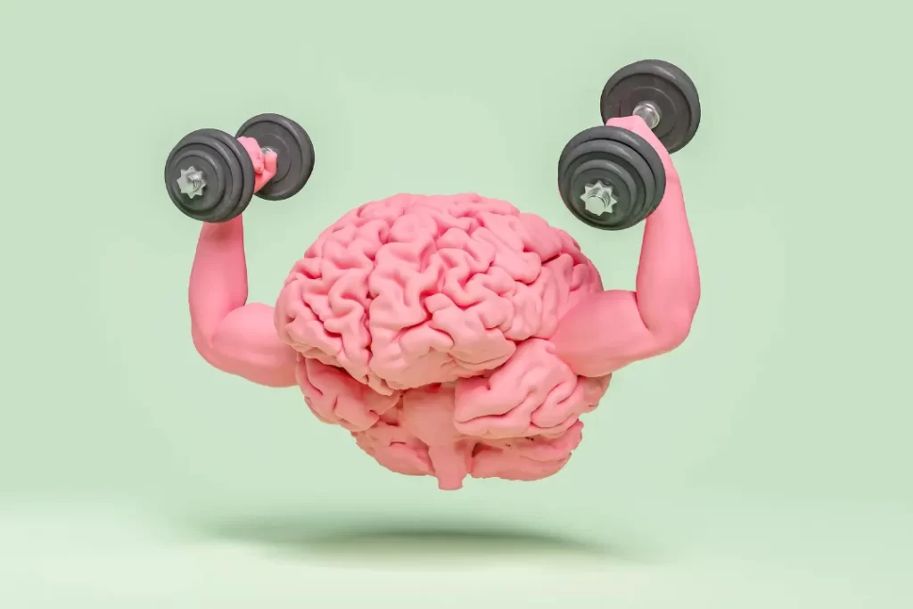 Human brain model with muscular arms