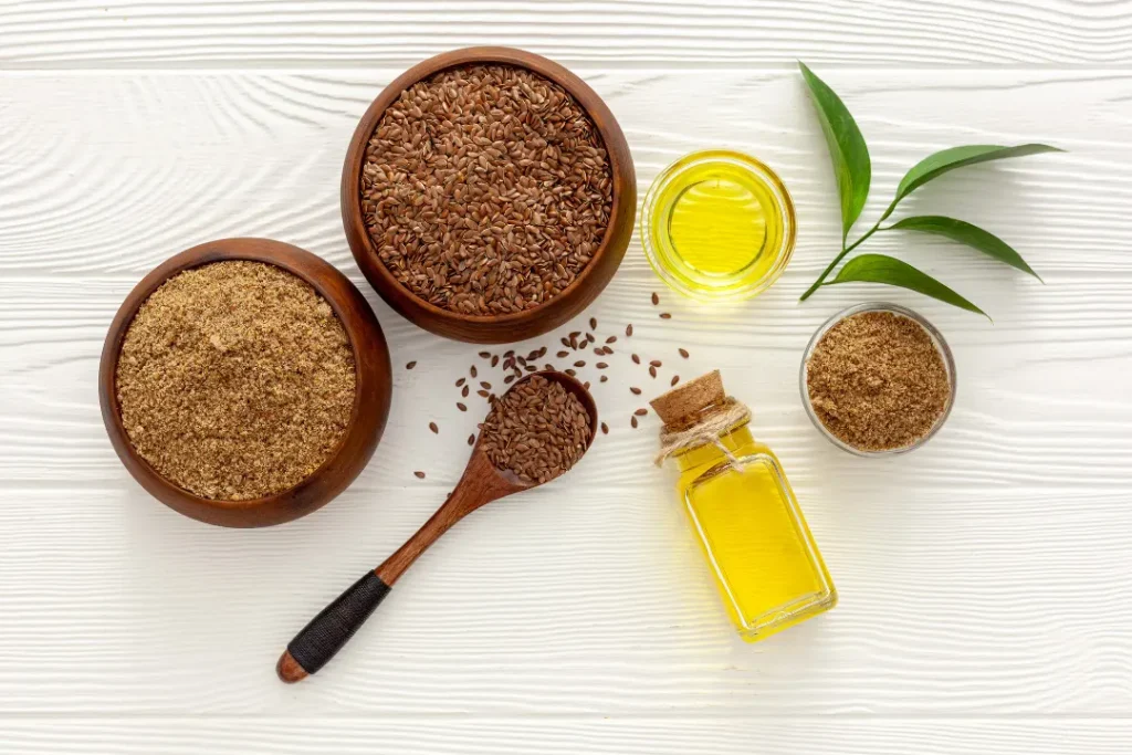 Flaxseed oil paste and seeds. 