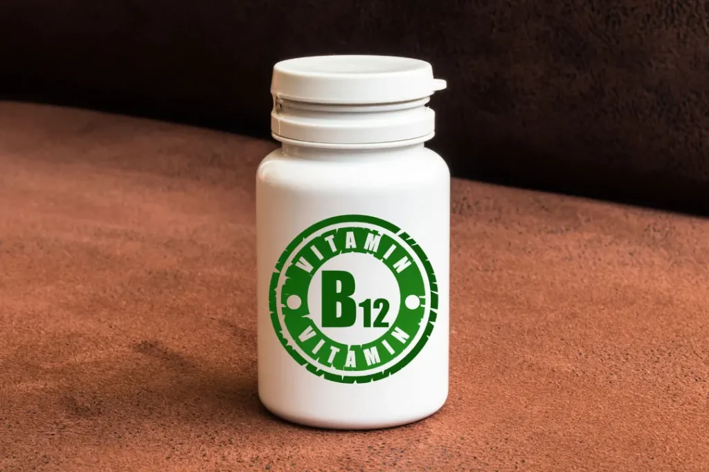 bottles of pills with vitamin b12